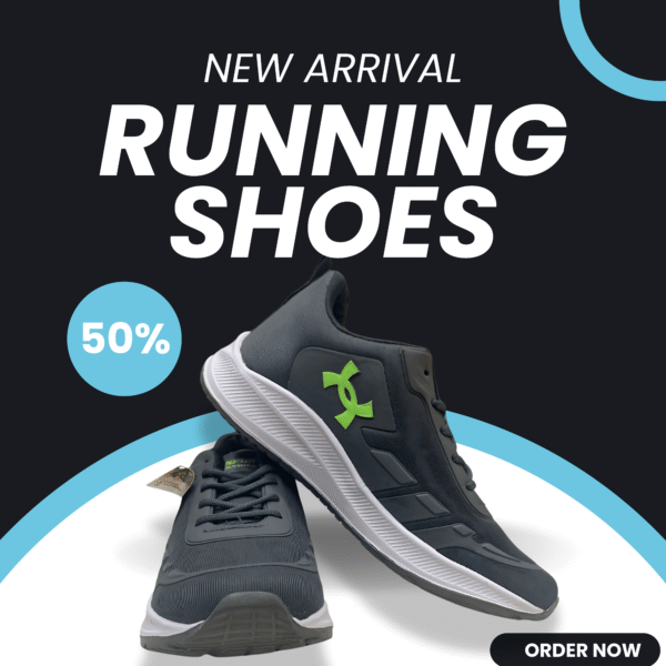 Men’s Black & Green Running Shoes