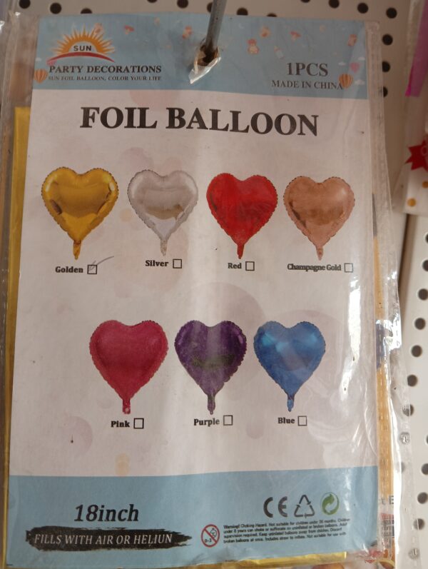 Heart Shape Foil Balloon – 18 Inch Metallic Party Decoration Balloon Multicolour
