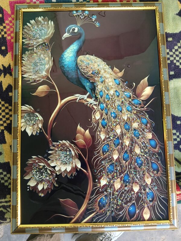 Peacock Acrylic and Stoned wall Poster