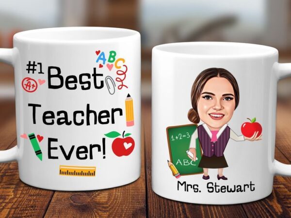 Best Teacher Ever White Ceramic Photo Mug | Personalized Coffee Mug