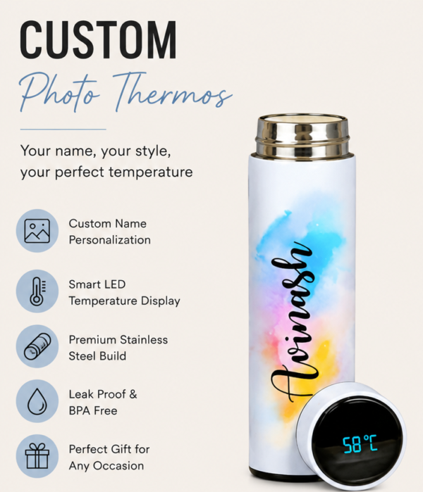 Smart LED Temperature Bottle | Personalized Thermos Flask