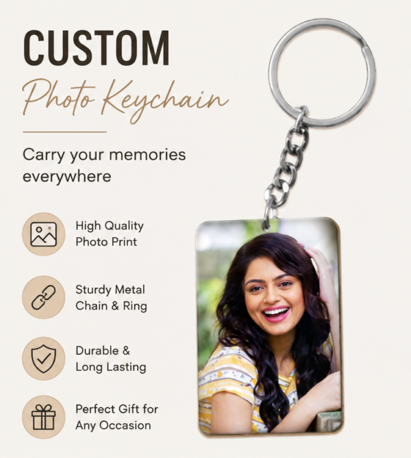 Custom Photo Keychain | Personalized Metal Keyring with Photo