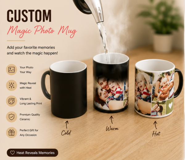 Magic Photo Mug | Heat Reveal Personalized Mug with Custom Photo