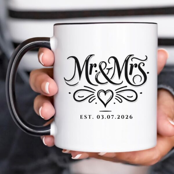 Mr. & Mrs. White Ceramic Photo Mug | Personalized Coffee Mug